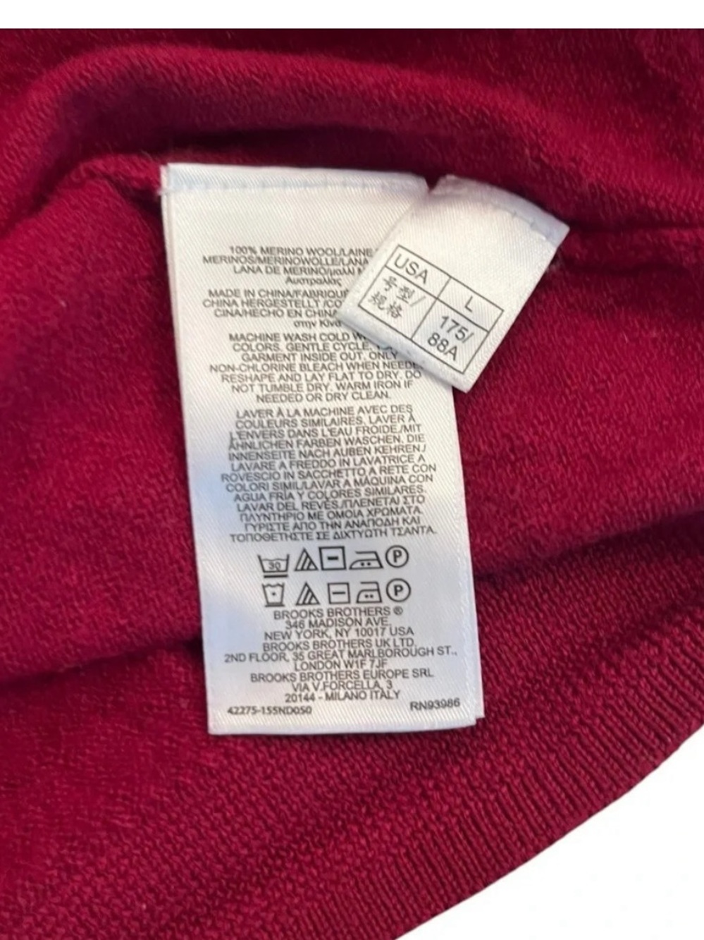 Brooks Brothers Womens Knit Sweater Extra Fine Merino Wool Berry Red Size Large - Picture 4 of 6
